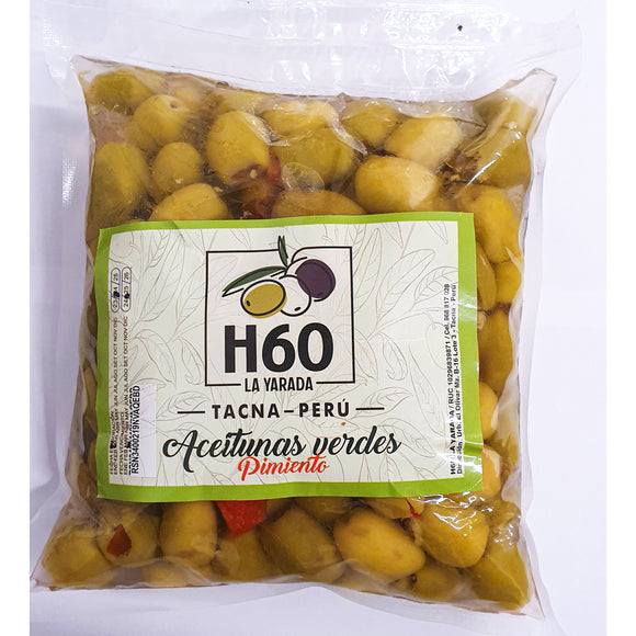 ACEITUNA VERDE CON PIMIENTO H60 LA YARADA TACNA 500G BOLSA