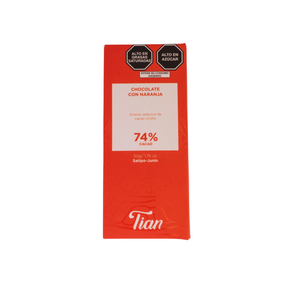 Chocolate negro al 74% con naranja TIAN Satipo, Junín 50 gr
