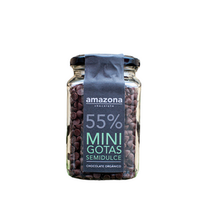 Chocolate Minigotitas 55% semidulce (Frasco 250g) AMAZONA CHOCOLATE